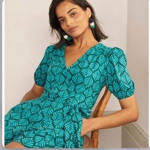 Boden Green Palm Leaf Printed Jersey Romper